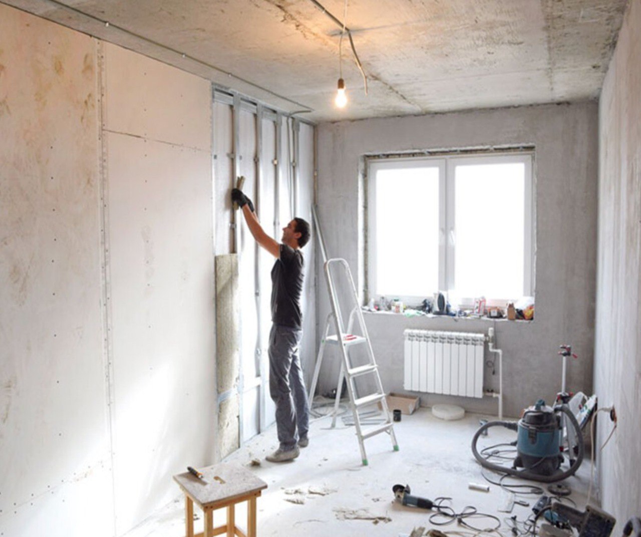 Иллюстрация к первому параграфу статьи "Бюджетная подготовка стен в новостройке"